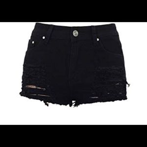 Black high rise shorts